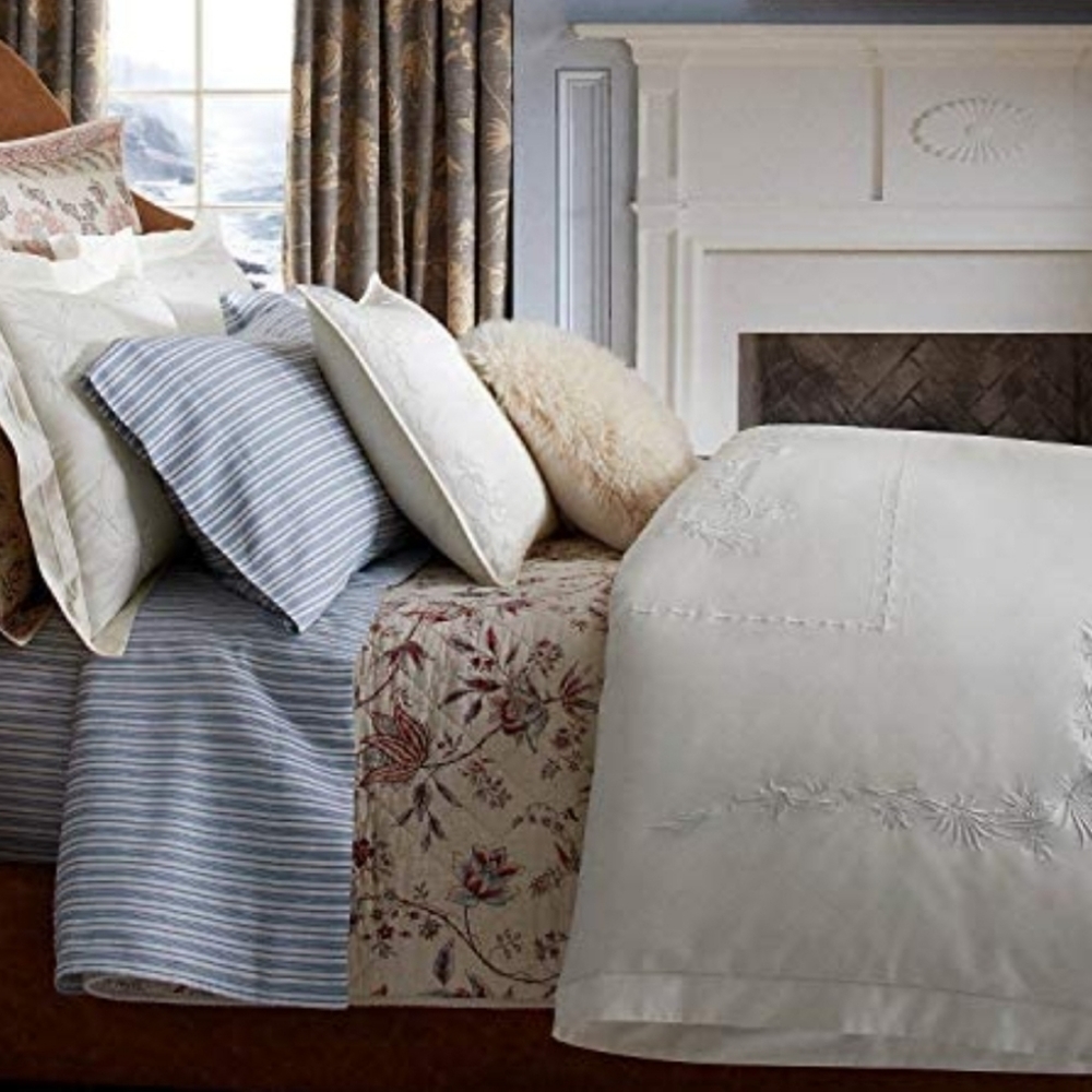 Ralph Lauren KING Islesboro Hillsboro Shams MSRP $430 Cream - Picture 3 of 14